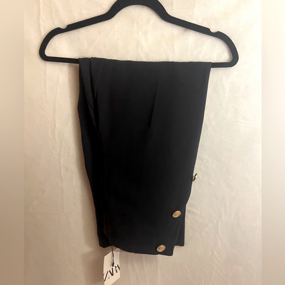 NWT ZARA Straight Leg Pants with Metallic Buttons - Picture 3 of 3